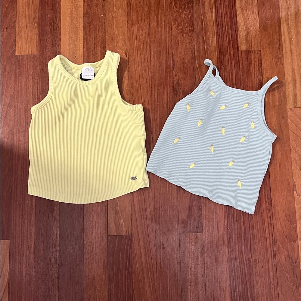 Zara Kids Yellow and Light Blue Tank Tops